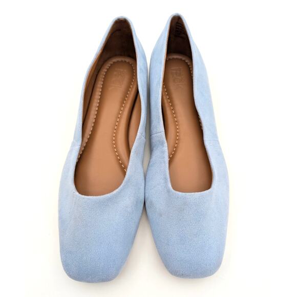 Nordstrom Rack Aspen Flat Shoes Faux Suede Square Toe Blue Size US7.5M EU38 - Picture 9 of 11